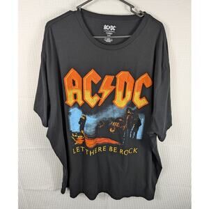 AC/DC Let There Be Rock Band T-Shirt Mens 3XB Black Graphic Tee Vintage Style
